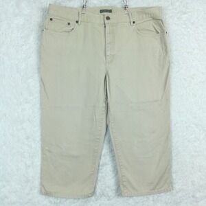 Vtg Lauren Jeans Co Ralph Womens Pants‎ Capri High Rise Tan Denim 16
